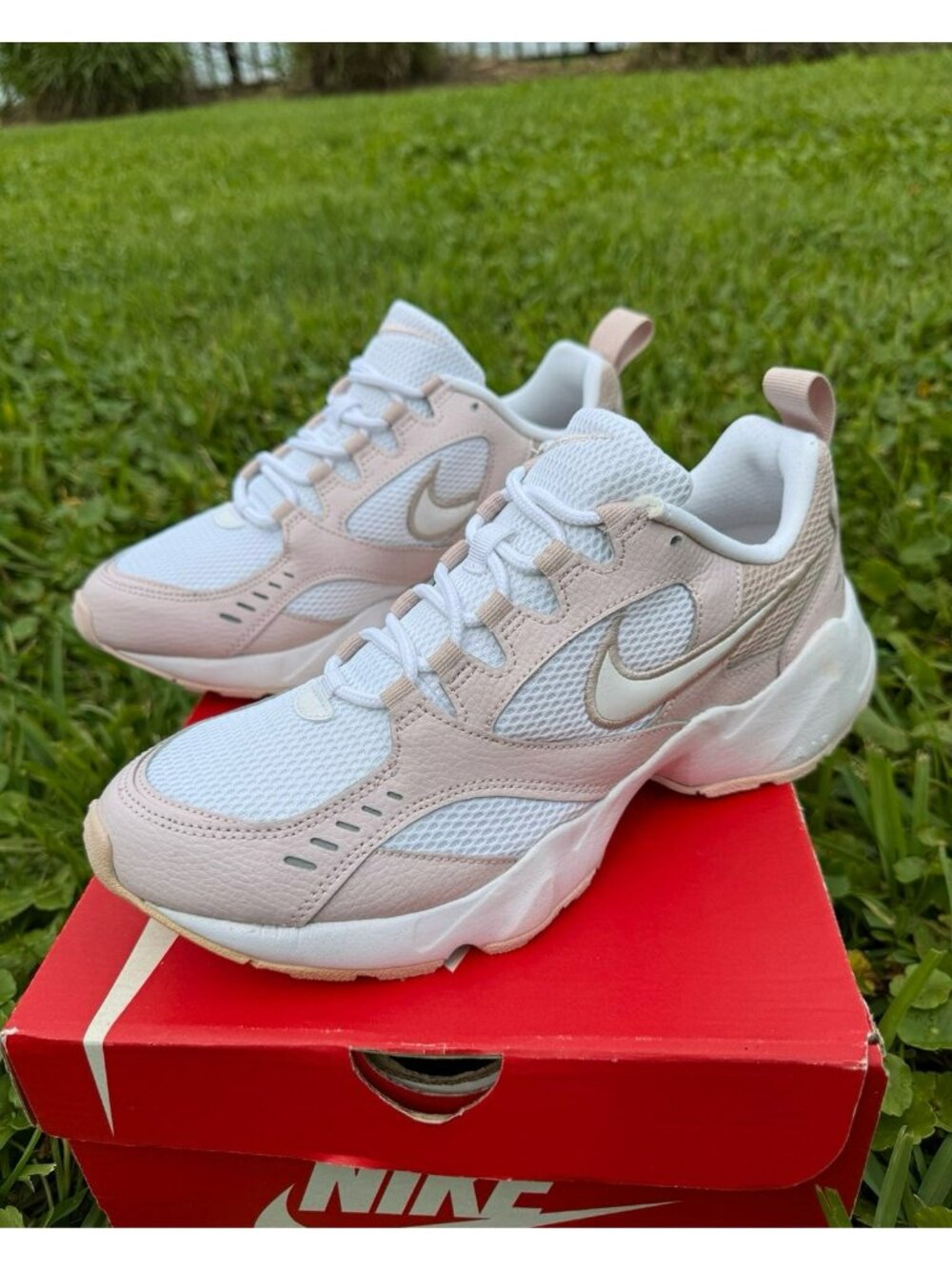 10 WOMEN'S NIKE AIR HEIGHTS PINK ROSE / WHITE CI0603-601 SNEAKERS